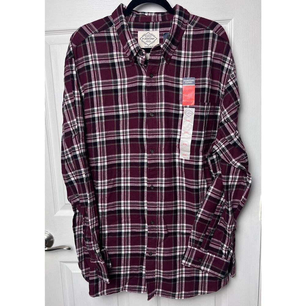 St. John's Bay Signature Flannel Long Sleeve Men's Shirt Size 2XL Big & Tall